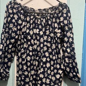 Floral Navy Blue Women's Top